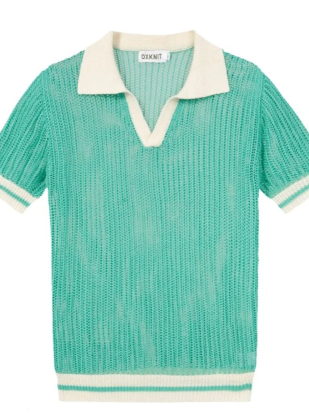 OXKNIT Men’s Mint Green Hollow Out Knit Polo Shirt 2XL NWT